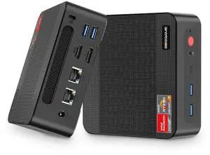 BOSGAME Mini PC Desktop Computers P4,AMD Ryzen 7 5825U, 32GB DDR4 RAM 1TB m.2 NVMe SSD, Dual 2.5GbE LAN Ports/WiFi 6E/BT5.2, 4K Triple Display, Dual NVMe SSD Slots Micro PC Easy for Expand