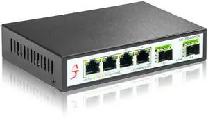XikeStor 4 Port 2.5G Unmanaged Ethernet Switch with 2x10G SFP+ Uplink, 2.5 Gigabit Network Switch, 2.5Gb Ethernet Hub, Plug & Play, Metal Housing, Desktop/Wall-Mount