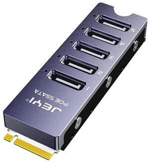 JEYI NVMe M.2 to 5 Sata Adapter, Internal 5 Port Non-RAID SATA III 6GB/s M.2 NVMe Adapter Card for NAS Server Desktop PC Support SSD and HDD