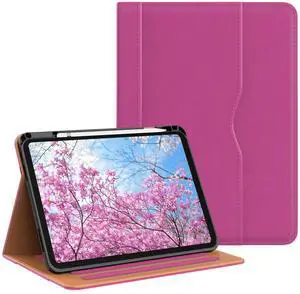 OKP Case for iPad 11-inch (A16) 2025 / 10th Generation 2022, for ipad 11th /10th 10.9 inch with Multi-Angle Viewing PU Leather Stand Cover with Pencil Holder & Pocket, Auto Sleep/Wake, Pink Purple