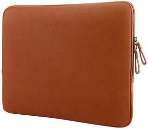 MOSISO Laptop Sleeve Bag 16 inch Compatible with MacBook Air 15 inch 2025-2023 M4 M3 M2/Pro 16 inch 2025-2019 M4 M3 M2 M1, 15-15.6 inch Notebook, PU Leather Padded Bag Waterproof Case, Brown