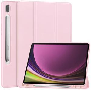 Miimall Case Compatible for Samsung Galaxy Tab S9 Tablet 2023, [Slim Leather + Foldable Design] [TPU Back Full Protector] [Auto Wake/Sleep] Trifold Stand Cover Case for Galaxy Tab S9, 11inch(Pink)