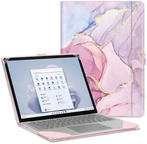 Fintie Sleeve Case for 13.8 Inch Microsoft Surface Laptop 7 (Model: 2036), 13.5 Inch Surface Laptop 6/5/4/3/2 (Model: 1951/1868/1958/1950/1867/1769) - Folio Book Cover with Large Pocket, Dreamy Marble