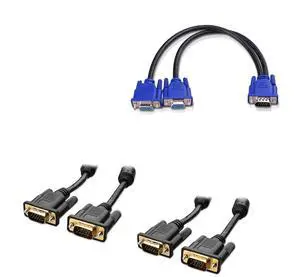 Cable Matters 1 Foot VGA Splitter Cable (VGA Y Cable) for Screen Duplication & 2-Pack VGA to VGA Cable with Ferrites