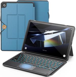 INFILAND Keyboard Case for Samsung Galaxy Tab A9 Plus 5G with 7-Color Backlight & High Precision Trackpad, Slim and Portable Detachable Folder Style Keyboard Case for Tab A9 11 inch (08-Sky Blue)