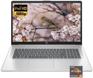 HP 17.3" 1920 x 1080 (Full HD) Laptop, AMD Ryzen 5 7430U(6 core), AMD Radeon Graphics, 16GB DDR4 RAM, 1TB SSD, HDMI, Wi-Fi 6, Bluetooth, Windows 11 S, Natural Silver, EAT 64GB USB Flash Drive