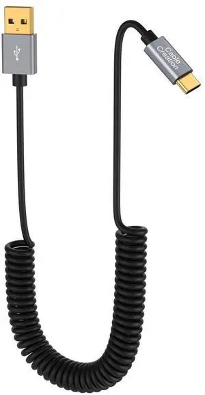 CableCreation USB C Fast Charging Coiled 2-Pack, Retractable for Android Auto, USB C to C for Drone, 3A USBC, Works with Carplay, iPhone 15/16, MacBook, Cellphone, Tablet & Other USBC Device Max 5ft