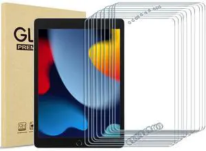 ProCase 10 Pack Screen Protector for iPad 9th 8th 7th Generation 10.2 Inch (2021/2020/2019), Tempered Glass Film for A2602 A2603 A2270 A2197 -Clear