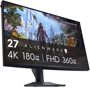 Alienware 27 4K Dual-Resolution Gaming Monitor - AW2725QF - 4K at 180Hz and FHD at 360Hz, 0.5ms GTG 1ms GTG (Extreme Mode), VESA AdaptiveSync, NVIDIA G-SYNC Compatible, HDMI/DP/USB 3.2 Gen1 - Black