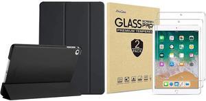 ProCase iPad Air 2nd 2014 Black Slim Hard Shell Case Bundle with 2 Pack iPad 9.7 2018 & 2017 / iPad Pro 9.7 / iPad Air 2 / iPad Air Tempered Glass Screen Protectors
