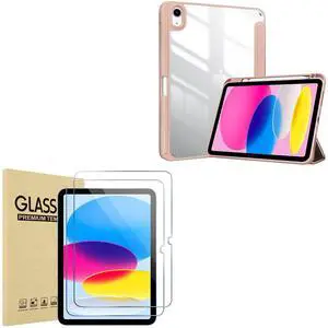 ProCase Transparent Back Shell Protective Case Bundle with 2 Pack Screen Protector for iPad 10th Gen 10.9" 2022 Release