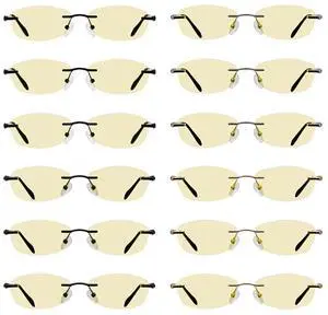 Eyekepper 12 Pack Blue Light Blocking Reading Glasses Yellow Tinted Computer Readers Women Rimless +3.50