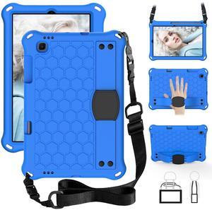 Dteck Silicone Case for Samsung Galaxy Tab S6 Lite 10.4" - Durable TPU with Stand, Shock-Absorbing Crossbody/Hand StrapCase, Blue
