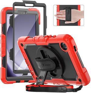 Timecity Case for Samsung Galaxy Tab A9 Case 8.7'' 2023 (SM-X110/X115/X117), Full-Body Shockproof Protection Case with Screen Protector& 360deg Rotating Stand Hand Strap Tablet Case for Tab A9- Red