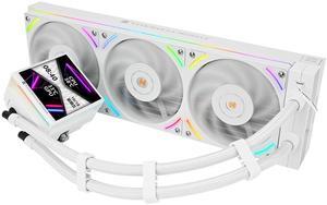 Hyper Vision 360 UB ARGB White CPU Liquid Cooler, 3.95in Magnet Absorbent LCD Screen - 480x480 Resolution for Images,Magnetic Panel Screen Water Cooler for AM5/AM4/ Intel LGA1851/1700 (White)