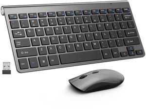 Wireless Keyboard and Mouse Combo, Mini Cordless Computer Silent Keyboard and Mouse Set 2.4GHz, Adjustable 2400DPI, Scissor Switch Key, No Delay for Computers, Laptop, PC, Chrome OS, Windows - Grey