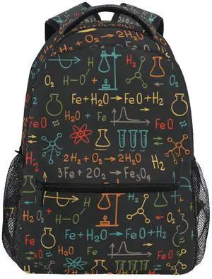 ALAZA Colorful Science Chemistry Backpacks Math Laboratory Kids Bookbag Elementary School Bag for Boys Girls Personalized Travel Daypack Rucksack