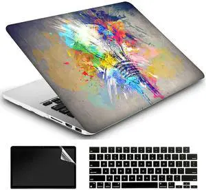 AMCJJ Compatible with MacBook Air 15 inch Case 2024 2023 Release M3 A3114 M2 A2941, Hard Shell Cover & Keyboard Cover & Screen Protector - Colorful Bulb