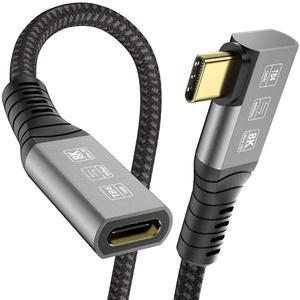 Angusplay USB C Thunderbolt 4 Extension Cable 40Gbps, Right Angle Male to Famale Extender Cord 90 Degree, 8K Display/PD 100W, Compatible with Thunderbolt 3/USB 4/3/Mac MacBook Pro/SSD eGPU 2.6ft
