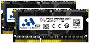DDR3 RAM 16GB Kit (2x8GB) SODIMM Memory DDR3 1333MHz (PC3-10600) 204PIN CL9 1.5V Non ECC Unbuffered Compatible with AMD and Intel Laptop Notebook Memory RAM Module Upgrade