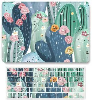 Case Compatible with MacBook Air 11 Inch Model A1370 & A1465, Matte Plastic Color Print Laptop Hard Shell Protective Case with Keyboard Cover Skin for Mac Air 11,6" - Cactus