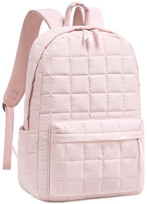 BTOOP Travel Backpack for Women Work Backpack Quilted College Backpacks for School Fit 15.6 Inch Laptop (Quilting-Pink)