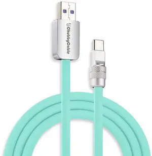 chubbycable Chubby 2.0 Fast Charging Cable Durable Soft Silicone USB C Cable 120W Extra Thick Phone Charger Cord Data Transfer Cord, Light Blue, USB-A to Type-C, 13.1 FT