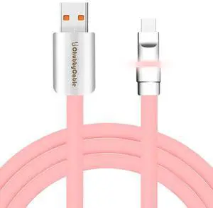chubbycable Neon Chubby - Fast Charge Cable with Smart Light RGB Color Gradual Light Up LED USB Charging Cable, Pink, USB-A to Type-C, 0.32 FT
