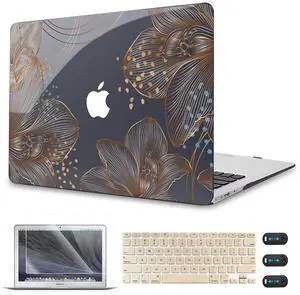 CISSOOK Compatible with MacBook Air 13 inch Case Models: A1369 & A1466, Older Version 2010-2017 Release, Plastic Hard Shell Case & Keyboard Cover Protector for MacBook Air 13.3", Gorgeous Gold Floral