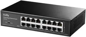 Cudy GS1016 Switch 16 Ports Gigabit, Desk/Rackable, Metal Housing, Energy Efficient, Fanless, Plug and Play