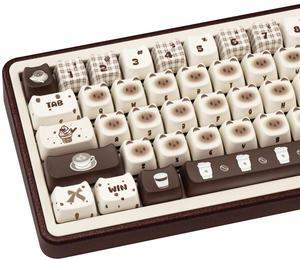 COOMICKEY 133 Keys PBT Keycaps 60 65 75 100 Percent, Mao Profile Dye Sublimation, Cute Cat Custom Keyboard Keycaps Set for 61/64/68/84/87/100/104/108 Cherry MX Mechanical Keyboard