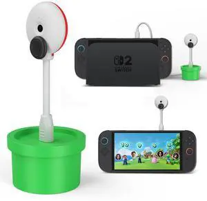 Coolwee Camera for Nintendo Switch 2 (2025), 720P HD Video Camera, Privacy Sliding Lens Cover, ABS White and Green Color