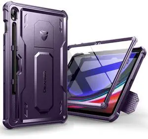 Dexnor Case for Samsung Galaxy Tab S9 11 Inch 2023, [Built in Screen Protector & Kickstand] with Pen Holder Heavy Duty Shockproof Full Body Protective Cover for Galaxy Tab S9 Case-Purple