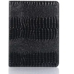 iPad Air-6 (13'') Case, iPad Pro-3 4 5 6 (12.9'') Case for Women, DMaos Crocodile Synthetic Leather Stand Folio Smart Cover with Pen Holder, Auto Sleep/Wake - Black