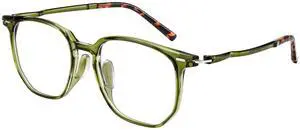 Dollger Blue light Glasses for Women Oversized Anti Blue Light Blocking Glasses Frame Eye Strain Computer Eyewear Transparent dark green