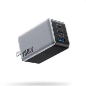 USB C Charger Block 130W, GaN 3-Port Compact Wall Charger,Foldable Fast Charging Station,PD 65W USB C Laptop Charging Adapter for MacBook Pro/Air, Dell XPS, iPhone 16/15/14/13,iPad Pro,Android etc