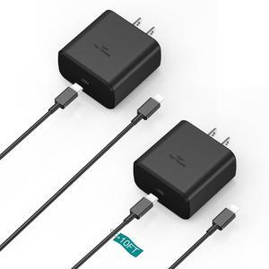 45W USB C Charger Fast Charging for Samsung Phone Super Fast Charger Block 2Pack Samsung Fast Charging Cable 10FT for Samsung Galaxy S25 Ultra/S25+/S24 Ultra/S24+/S23 Ultra/S23+/S22/S21/S20 Note10/20