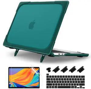 DONGKE for MacBook Pro 13 inch Case 2023 2022 2021 2020 A2338 M2 M1 A2289 A2251 with Touch Bar & Touch ID, Heavy Duty Rugged Shockproof Plastic Hard Shell with Fold Kickstand, Teal
