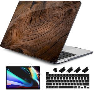 DONGKE Compatible with MacBook Pro 13 inch Case 2024 2023-2020 Release A2338 M2/M1 A2251 A2289 with Retina Display & Touch ID, Plastic Hard Shell & Keyboard Cover & Screen Film - Wood Grain
