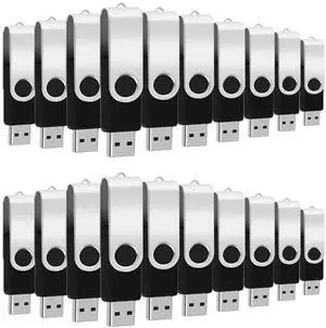 EASTBULL 20PCS 4GB USB Bulk Flash Drives 4GB Flash Drives Bulk Thumb Drive Pack Swivel Pen Drive (Black)