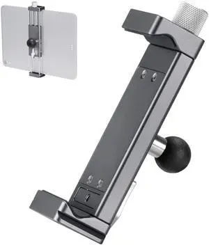 FANAUE iPad Stand for Tripod Mount with 17mm Ball Head Compatible with Double Socket Arm and Car Mount, 360deg Rotatable Tablet Holder for Desk Vehicles Dashboar, Supports 5.5-12.9" iPad Install