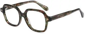 Firmoo Blue Light Blocking Glasses Flower Decor Square Frames Computure Gaming/TV/Phones Glasses for Women