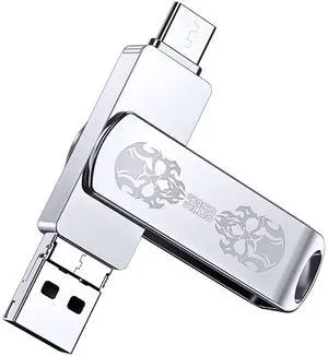 Photo Saver for Android Phone iPhone, 512GB Jump Stick Share Photo Video in Among iPad Galaxy Phones Mac PC, FYRIS 3in1 with USB, USB C & Lightning Plug External Storage MFi Certified(Skull)