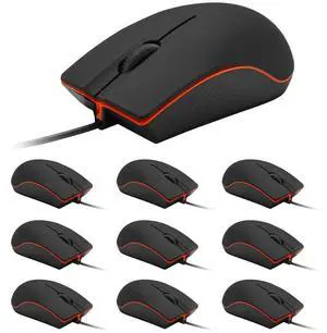 Guiheng 10 Pack Wired Mouse - USB Wired Computer Mouse for Right or Left Hand, Ergonomic with Durable Clicks for PC, Laptop, Desktop, Chromebook, Notebook, Mac