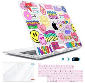 HOHAIYOO Compatible with 2022 M2 MacBook Pro 13 inch Case 2021 2020-2016 M1 A2338 A2289 A2251 A1706 A2159 A1989 with Touch Bar, Hard Case&Keyboard Cover&Screen Protector&Webcam Cover, Trendy Patches