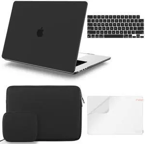 iCasso for MacBook Air 15 inch Case 2025 2024 2023 Release A3241 M4 A3114 M3 A2941 M2 Chip, Hard Shell Case, Sleeve, Screen Protector, Keyboard Cover for MacBook Air 15.3'' with Small Bag, Black