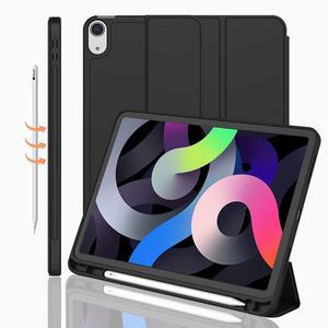 iMieet iPad Air 11 Inch Case M3(2025) / M2 (2024), iPad Air 5th/4th Generation Case 2022/2020 10.9 Inch with Pencil Holder,Trifold Stand Smart Case with Soft TPU Back(Black)
