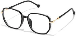 JOLLYNOVA Blue Light Blocking Glasses for Women,Oversized Lightweight TR90 Fashion Computer Eyeglasses (Black)
