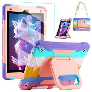 for iPad 9th/8th/7th Generation Case, iPad 10.2 Case 2021/2020/2019, Rugged Heavy Duty Shockproof Protective Kids Case with Screen Protector/360deg Rotating Folding Stand/Pencil Holder/Shoulder Strap