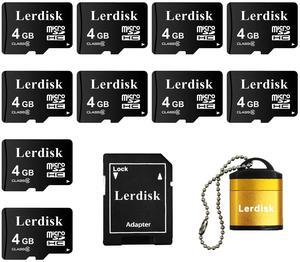Lerdisk Factory Wholesale Micro SD Card 4GB Pack of 10 in Bulk Micro SDHC with SD Adapter Produced by Authorized Licencee(4GB)